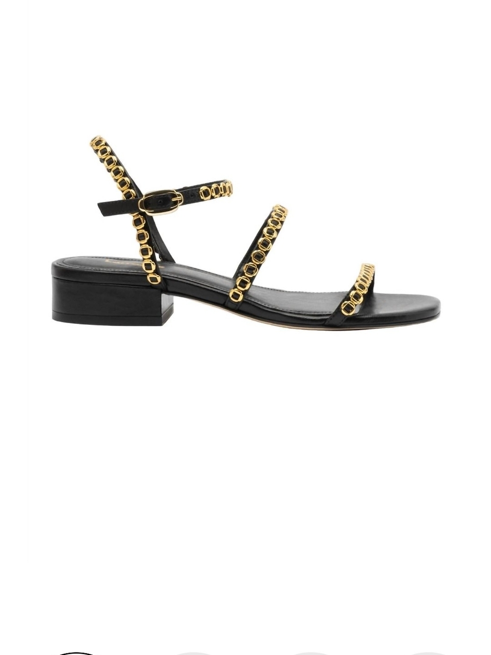 Larroudé Milan Sandal Embellished Block Heel Black